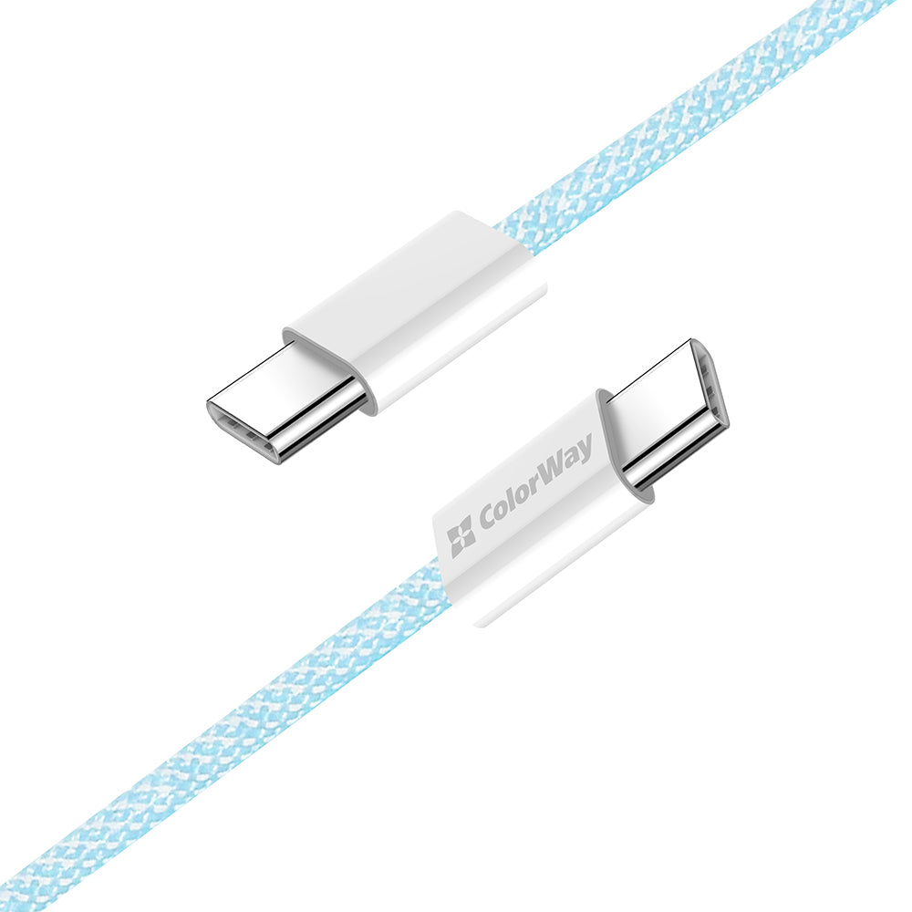Datový a nabíjecí kabel USB-C - USB-C ColorWay CW-CBPDCC061, 60W, 1m, Modrý