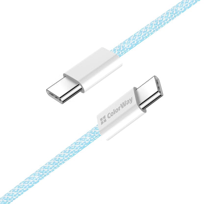 Datový a nabíjecí kabel USB-C - USB-C ColorWay CW-CBPDCC061, 60W, 1m, Modrý