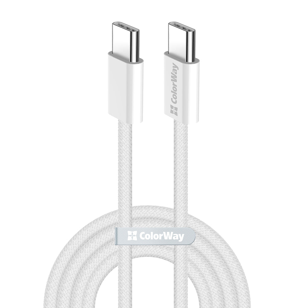 Datový a nabíjecí kabel USB-C - USB-C ColorWay CW-CBPDCC061, 60W, 1m, šedý
