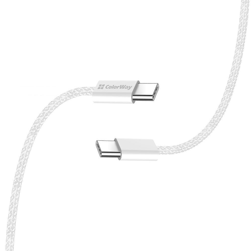 Datový a nabíjecí kabel USB-C - USB-C ColorWay CW-CBPDCC061, 60W, 1m, šedý
