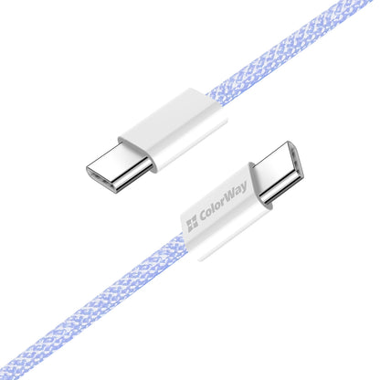 Datový a nabíjecí kabel USB-C - USB-C ColorWay CW-CBPDCC061, 60W, 1m, Fialový