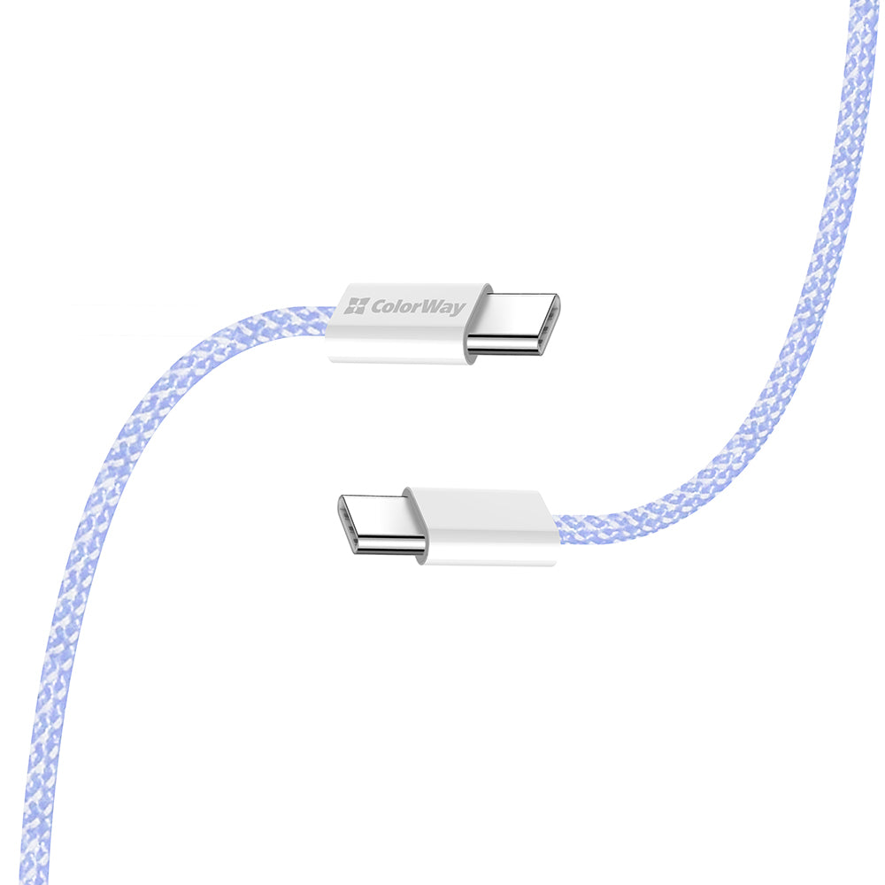 Datový a nabíjecí kabel USB-C - USB-C ColorWay CW-CBPDCC061, 60W, 1m, Fialový
