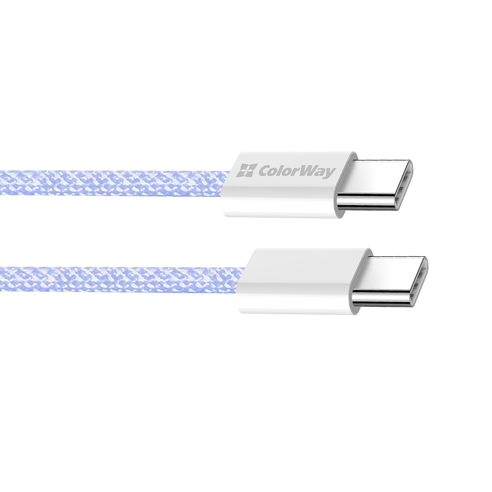 Datový a nabíjecí kabel USB-C - USB-C ColorWay CW-CBPDCC061, 60W, 1m, Fialový