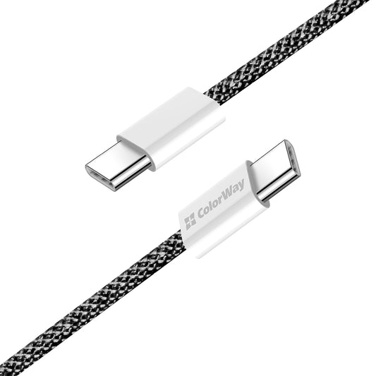 Datový a nabíjecí kabel USB-C - USB-C ColorWay CW-CBPDCC061, 60W, 1m, černý