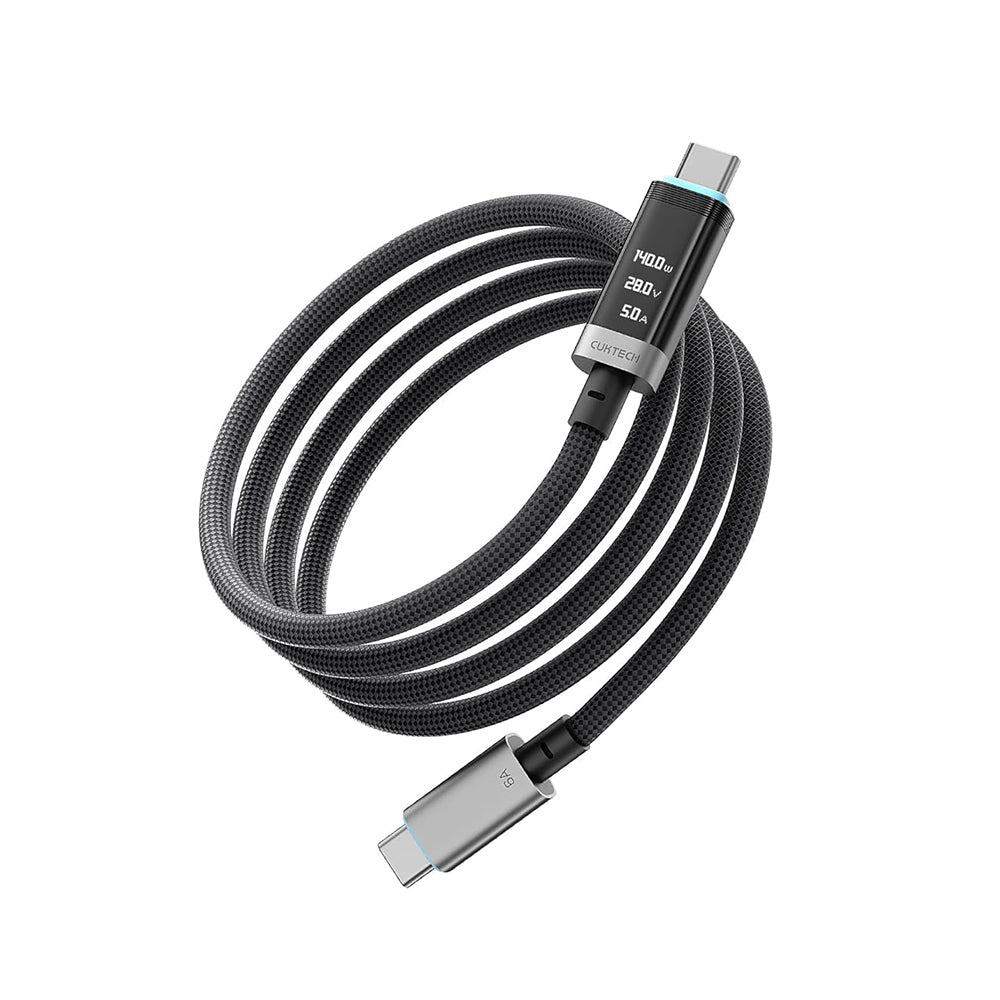 Datový a nabíjecí kabel USB-C - USB-C Cuktech CTC620P Displej, 240W, 2m, černý CCTC620POSBK