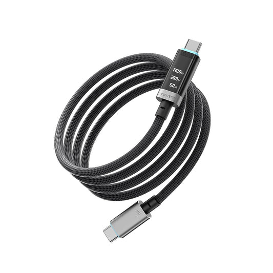 Datový a nabíjecí kabel USB-C - USB-C Cuktech CTC620P Displej, 240W, 2m, černý CCTC620POSBK