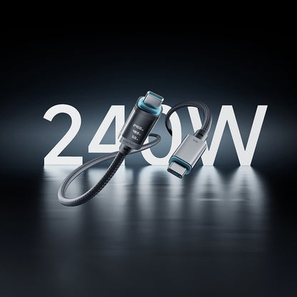 Datový a nabíjecí kabel USB-C - USB-C Cuktech CTC620P Displej, 240W, 2m, černý CCTC620POSBK