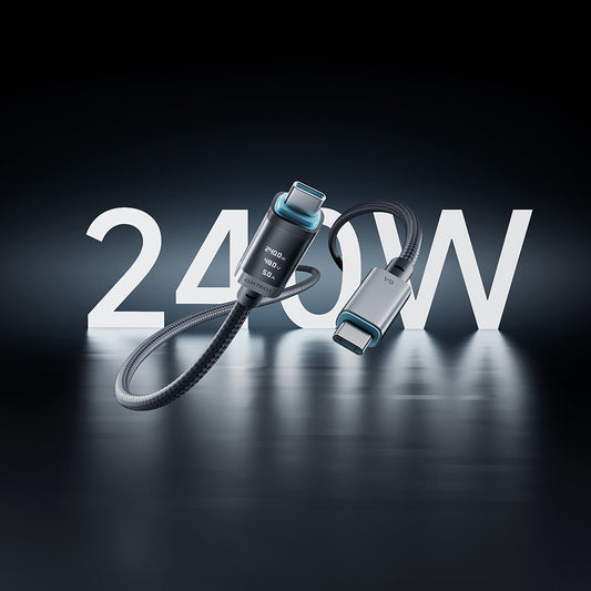 Datový a nabíjecí kabel USB-C - USB-C Cuktech CTC620P Displej, 240W, 2m, černý CCTC620POSBK