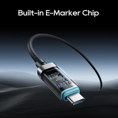 Datový a nabíjecí kabel USB-C - USB-C Cuktech CTC620P Displej, 240W, 2m, černý CCTC620POSBK