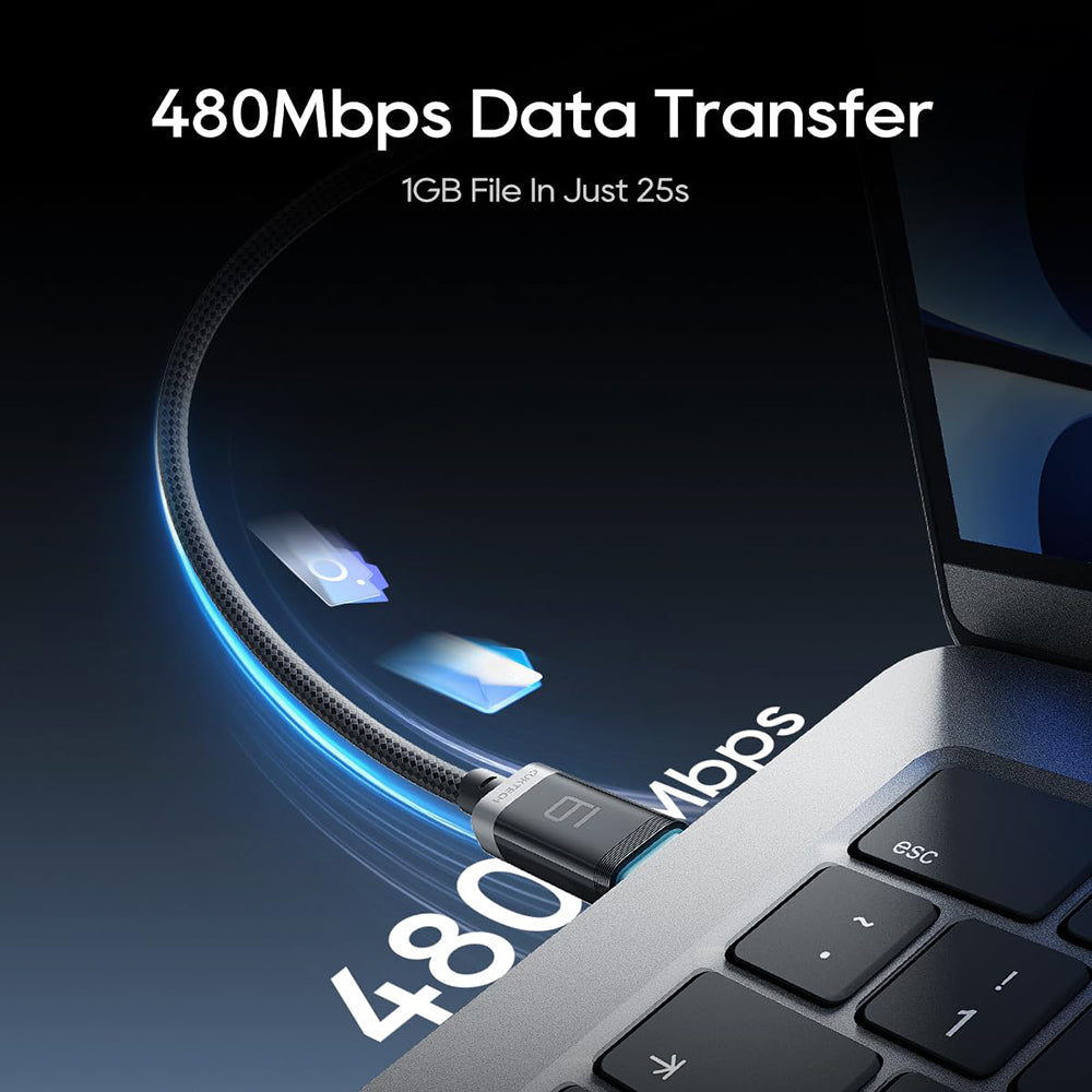 Datový a nabíjecí kabel USB-C - USB-C Cuktech CTC620P Displej, 240W, 2m, černý CCTC620POSBK