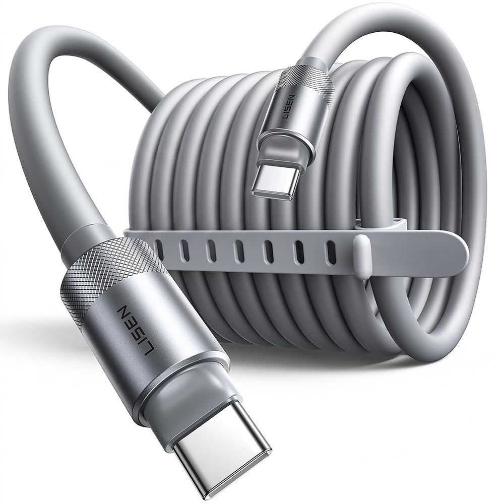 Datový a nabíjecí kabel USB-C - USB-C Lisen L115, 100W, 3m, šedý YL0126010031
