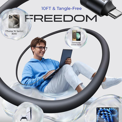 USB-C Data and Charging Cable - USB-C Lisen L115, 100W, 3m, Black YL0125040001