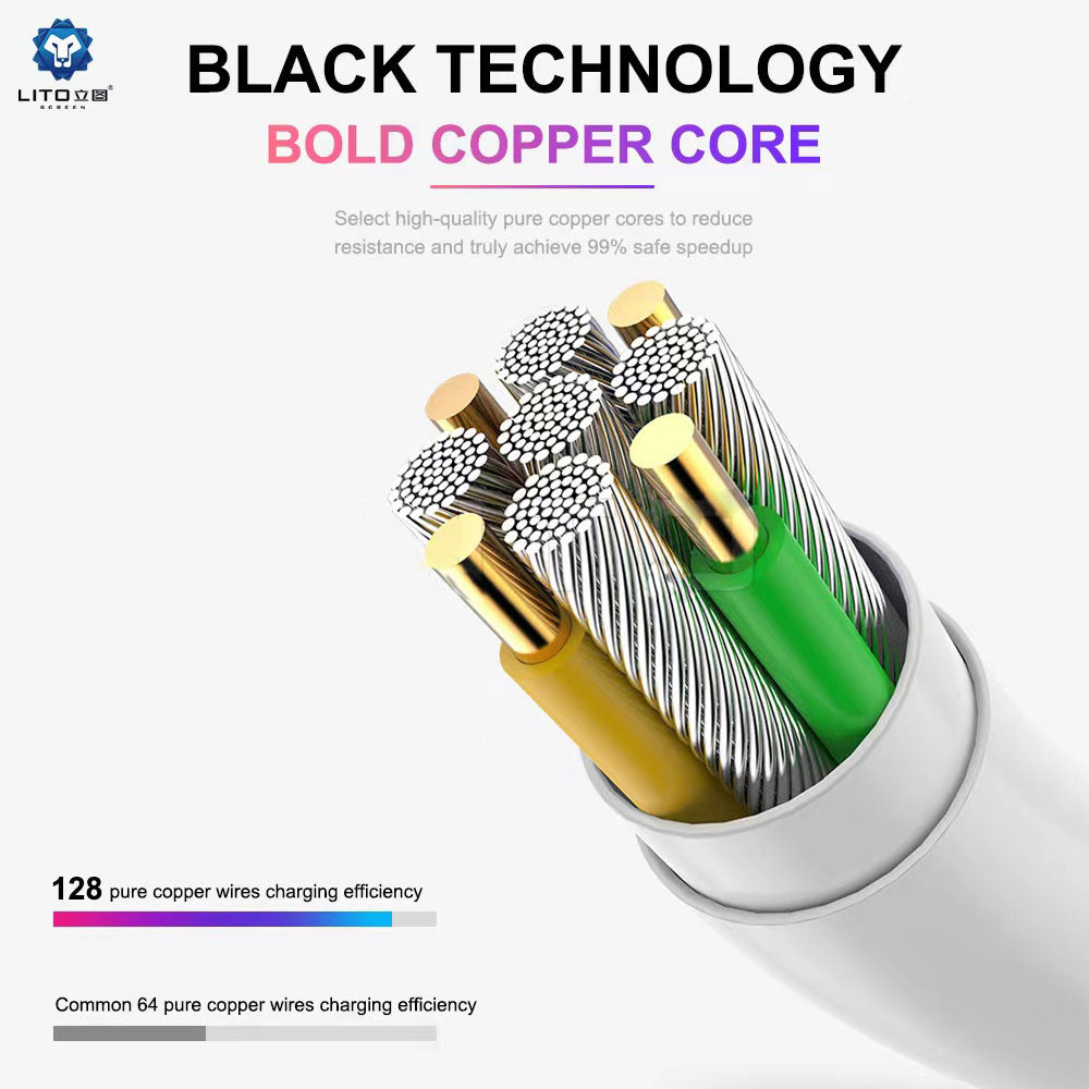 Datový a nabíjecí kabel USB-C - USB-C Lito, 18W, 2m, Bílý