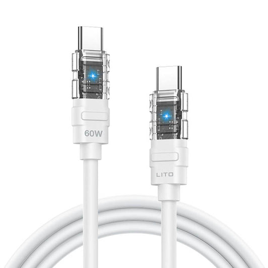 Datový a nabíjecí kabel USB-C - USB-C Lito LD05, 60W, 1m, Bílý