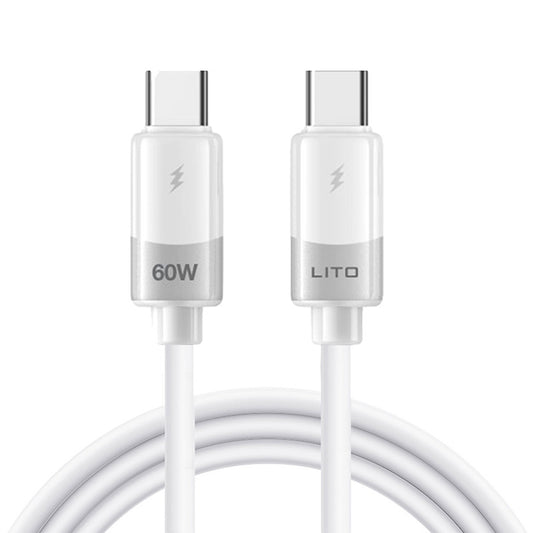 Datový a nabíjecí kabel USB-C - USB-C Lito LD07, 60W, 1m, Bílý