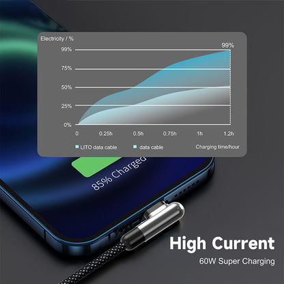 Datový a nabíjecí kabel USB-C - USB-C Lito LD13CC, 60W, 1m, černý