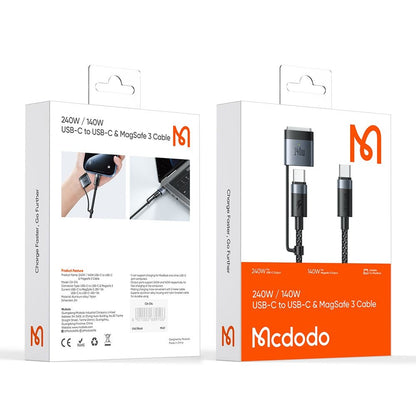 Nabíjecí kabel McDodo CA-0140, USB-C - USB-C / MagSafe 3, 240W, 2m, Černý