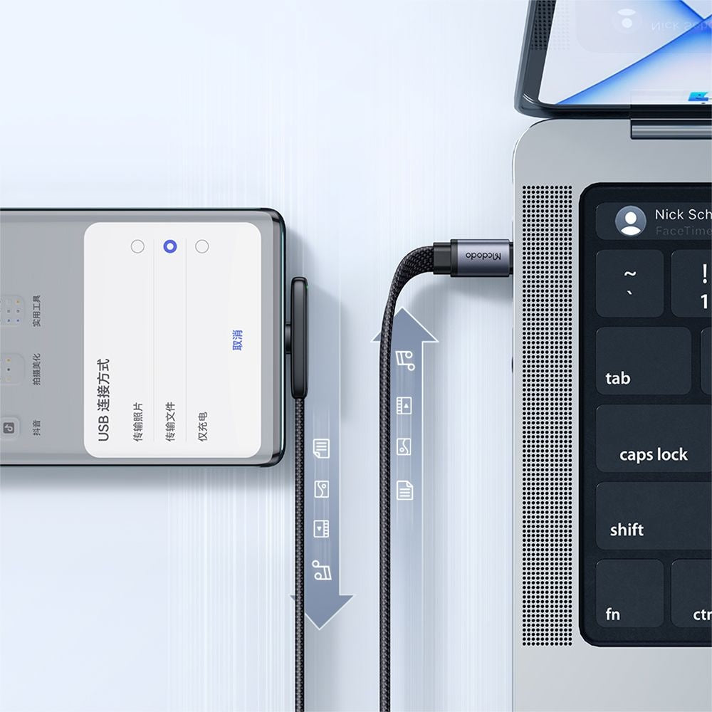 Datový a nabíjecí kabel USB-C - USB-C McDodo CA-3360 Angled, 65W, 1.2m, černý