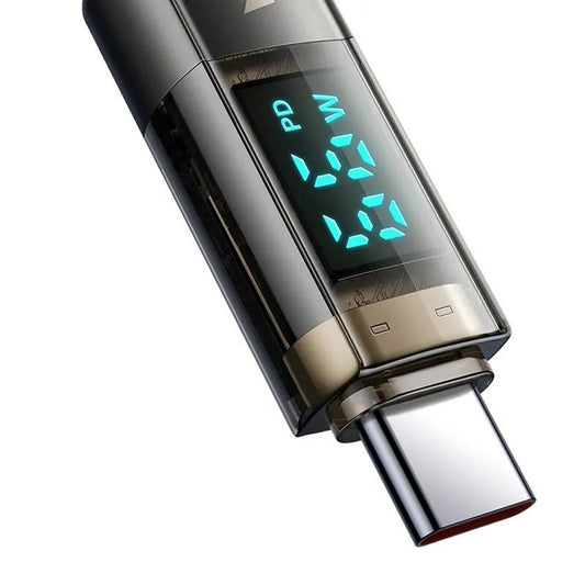 Datový a nabíjecí kabel USB-C - USB-C McDodo CA-3610 s displejem a funkcí automatického vypnutí, 100W, 1.2m, černý.