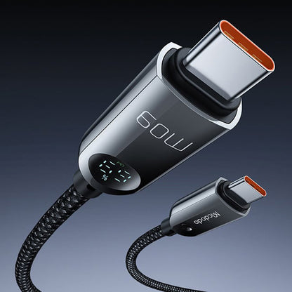 Datový a nabíjecí kabel USB-C - USB-C McDodo CA-4780 Display, 60W, 1.2m, Černý