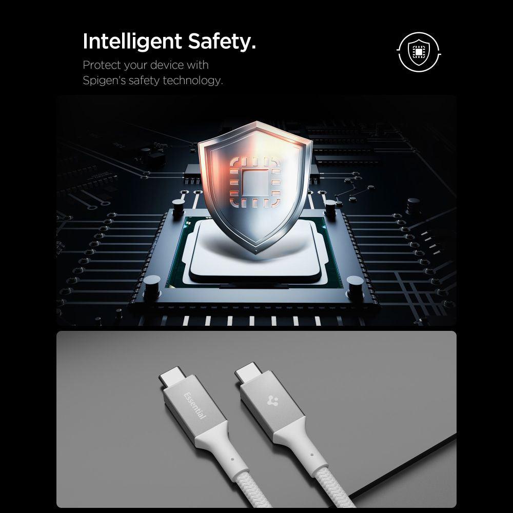 Datový a nabíjecí kabel USB-C - USB-C Spigen EB10010CC, 100W, 1m, Bílý