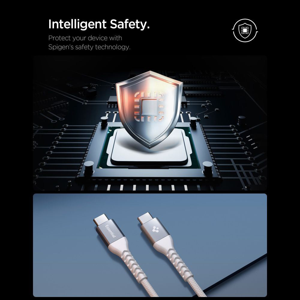 Kabel pro data a nabíjení USB-C - USB-C Spigen EB10010CCA, 100W, 1m, bílý ACA11102