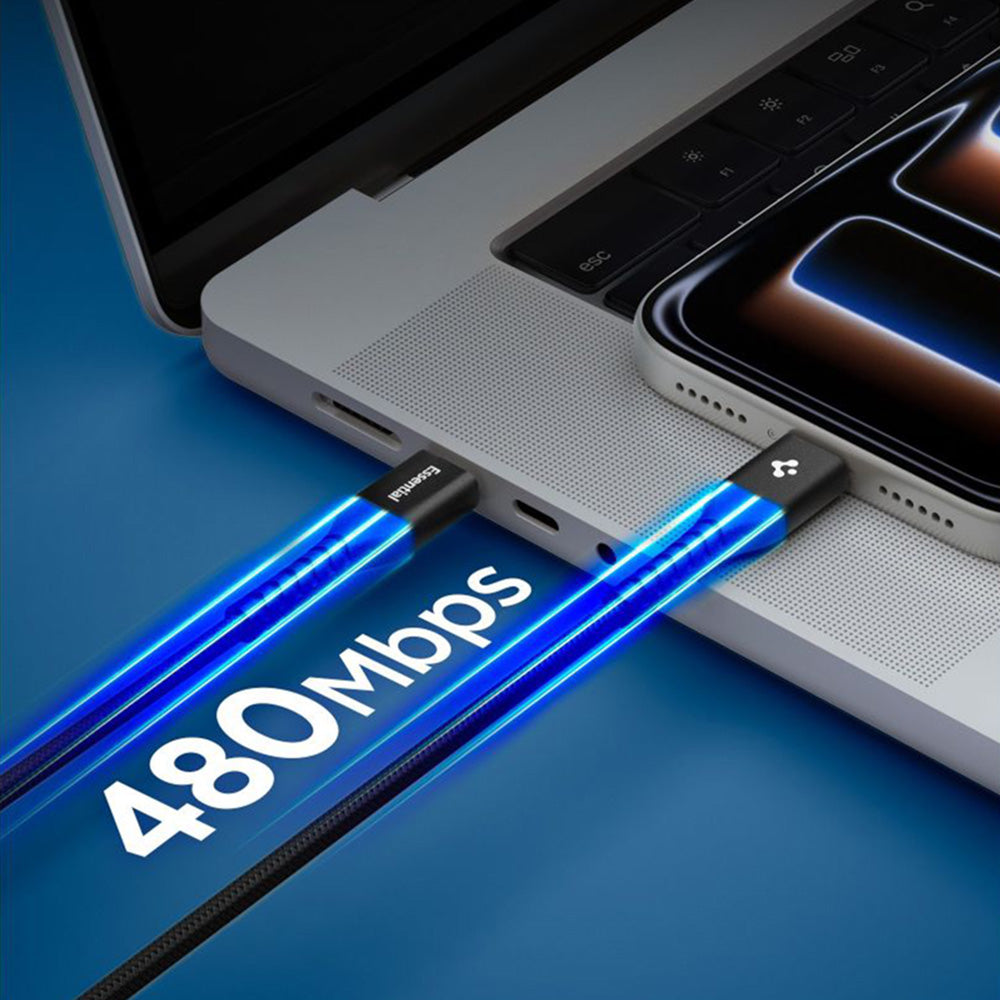 Datový a nabíjecí kabel USB-C - USB-C Spigen EB10010CCA, 100W, 1m, Černý ACA11103