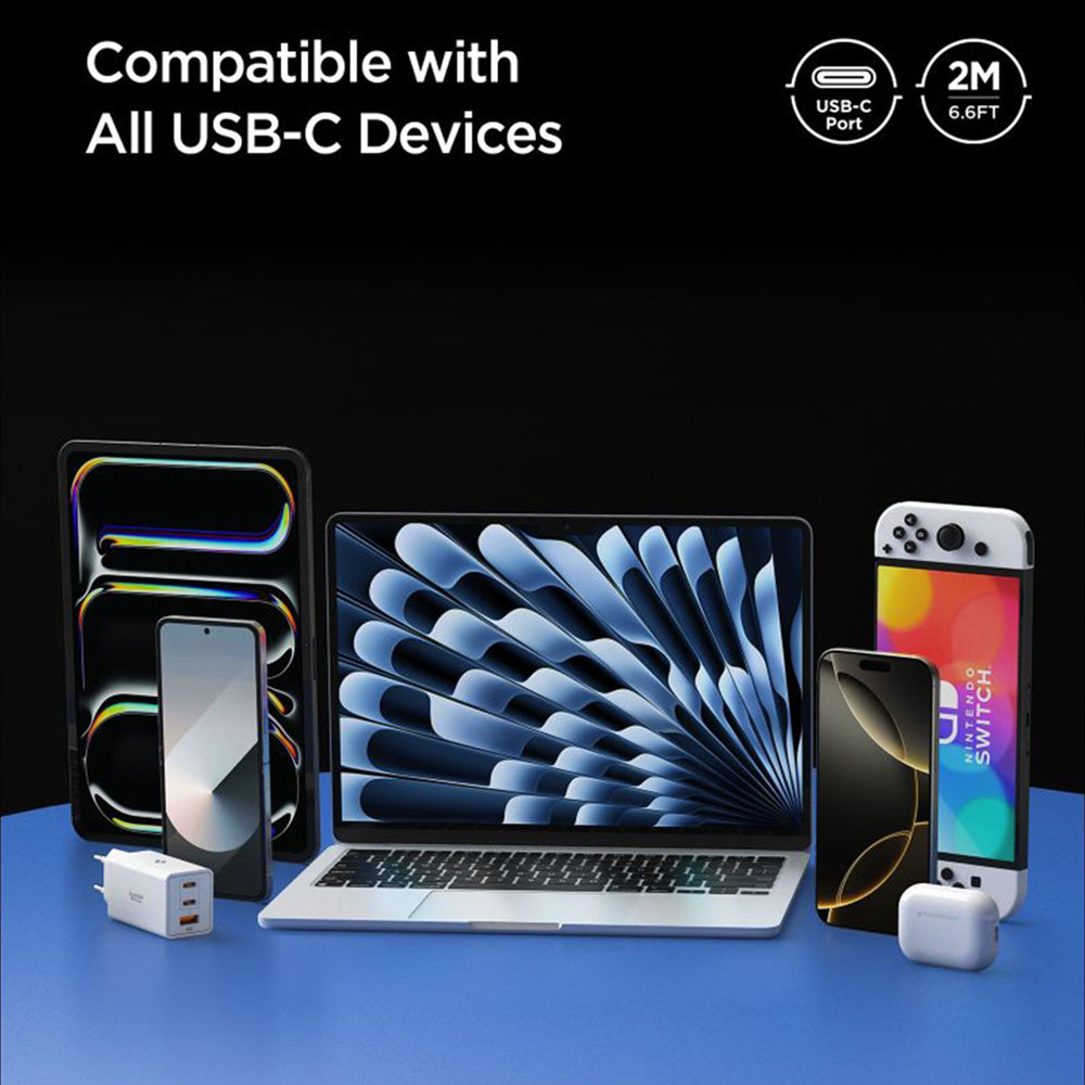 Datový a nabíjecí kabel USB-C - USB-C Spigen EB10020CC, 100W, 2m, Bílý