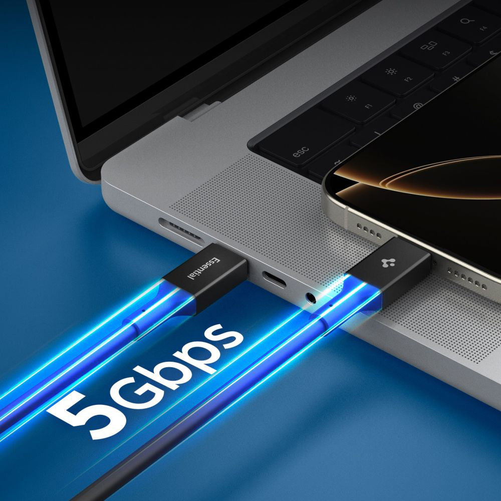 Datový a nabíjecí kabel USB-C - USB-C Spigen EB10020CC, 100W, 2m, černý