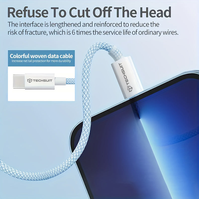 Datový a nabíjecí kabel USB-C - USB-C Techsuit PCB114D, 60W, 1m, Modrý