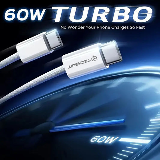 Datový a nabíjecí kabel USB-C - USB-C Techsuit PCB114D, 60W, 1m, černý