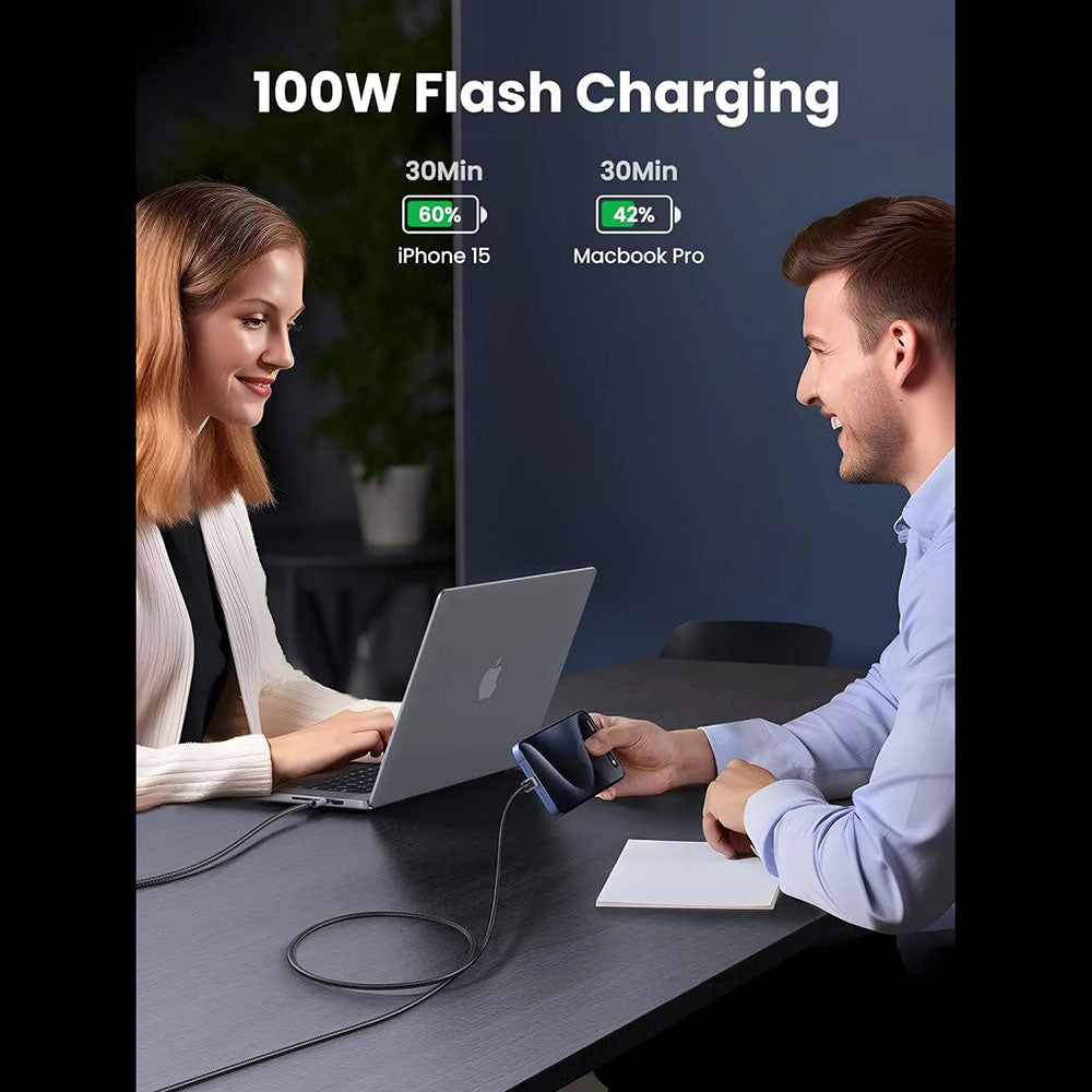 Kabel pro data a nabíjení USB-C - USB-C UGREEN L512, 100W, 1m, šedý