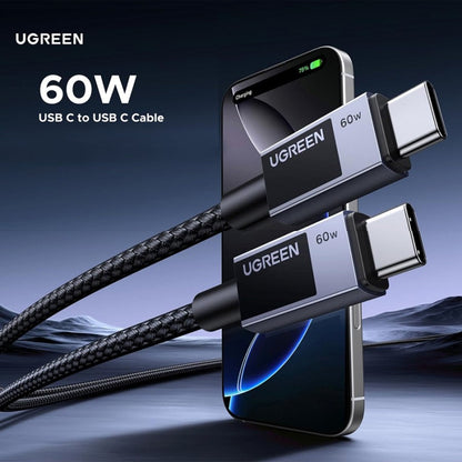 Datový a nabíjecí kabel USB-C - USB-C UGREEN L524, 60W, 1m, šedý