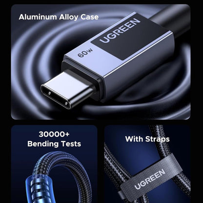 Datový a nabíjecí kabel USB-C - USB-C UGREEN L524, 60W, 1m, šedý