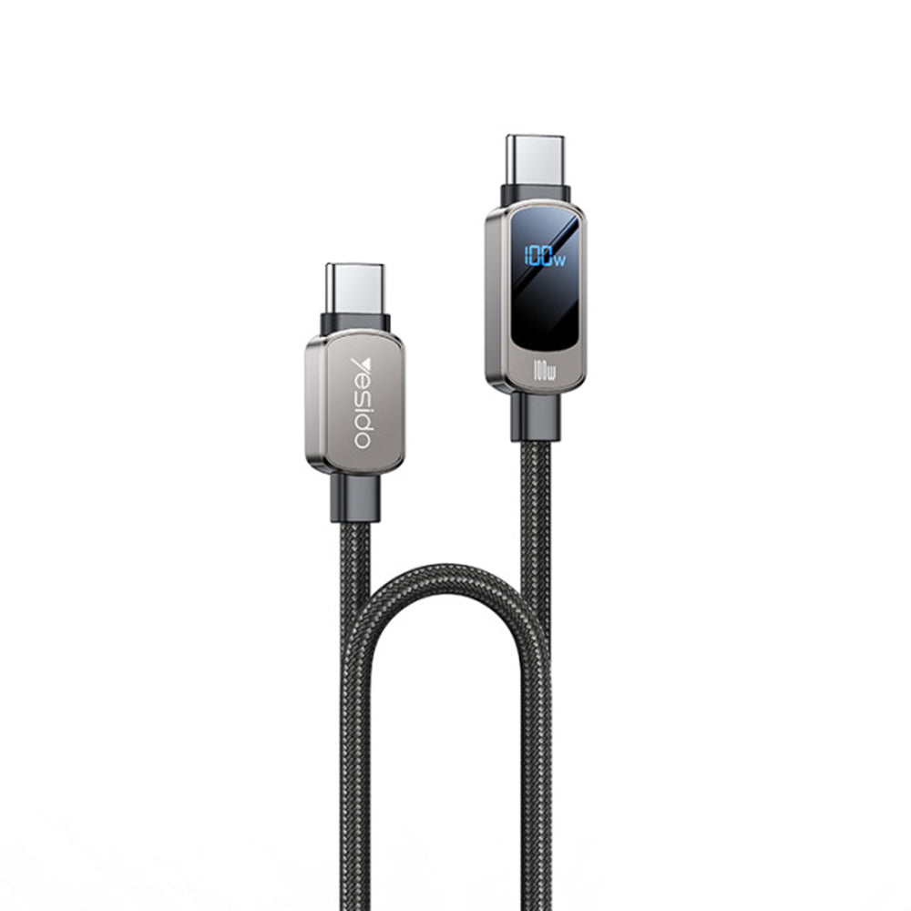 Kabel pro data a nabíjení USB-C - USB-C Yesido CA179 Display, 100W, 1.2m, černý
