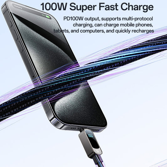 Kabel pro data a nabíjení USB-C - USB-C Yesido CA179 Display, 100W, 1.2m, černý