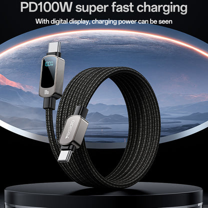 Kabel pro data a nabíjení USB-C - USB-C Yesido CA179 Display, 100W, 1.2m, černý