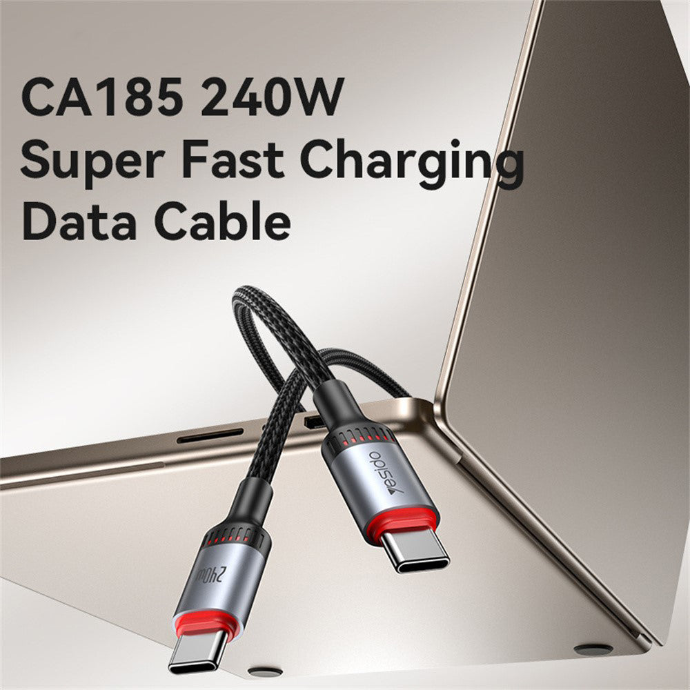 Datový a nabíjecí kabel USB-C - USB-C Yesido CA186, 240W, 2m, Černý