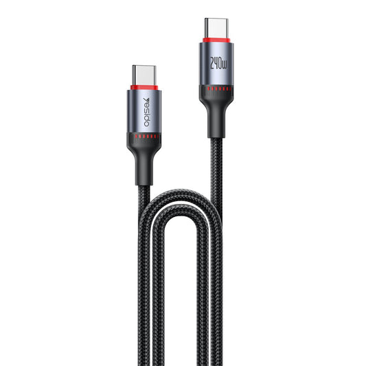 Datový a nabíjecí kabel USB-C - USB-C Yesido CA186, 240W, 2m, Černý