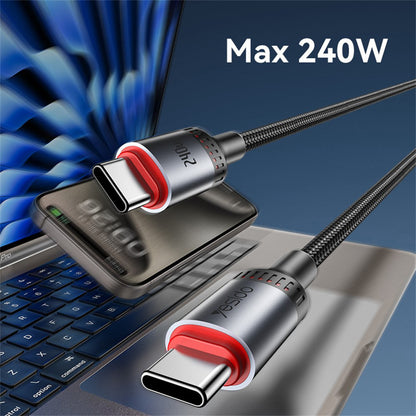 Datový a nabíjecí kabel USB-C - USB-C Yesido CA186, 240W, 2m, Černý