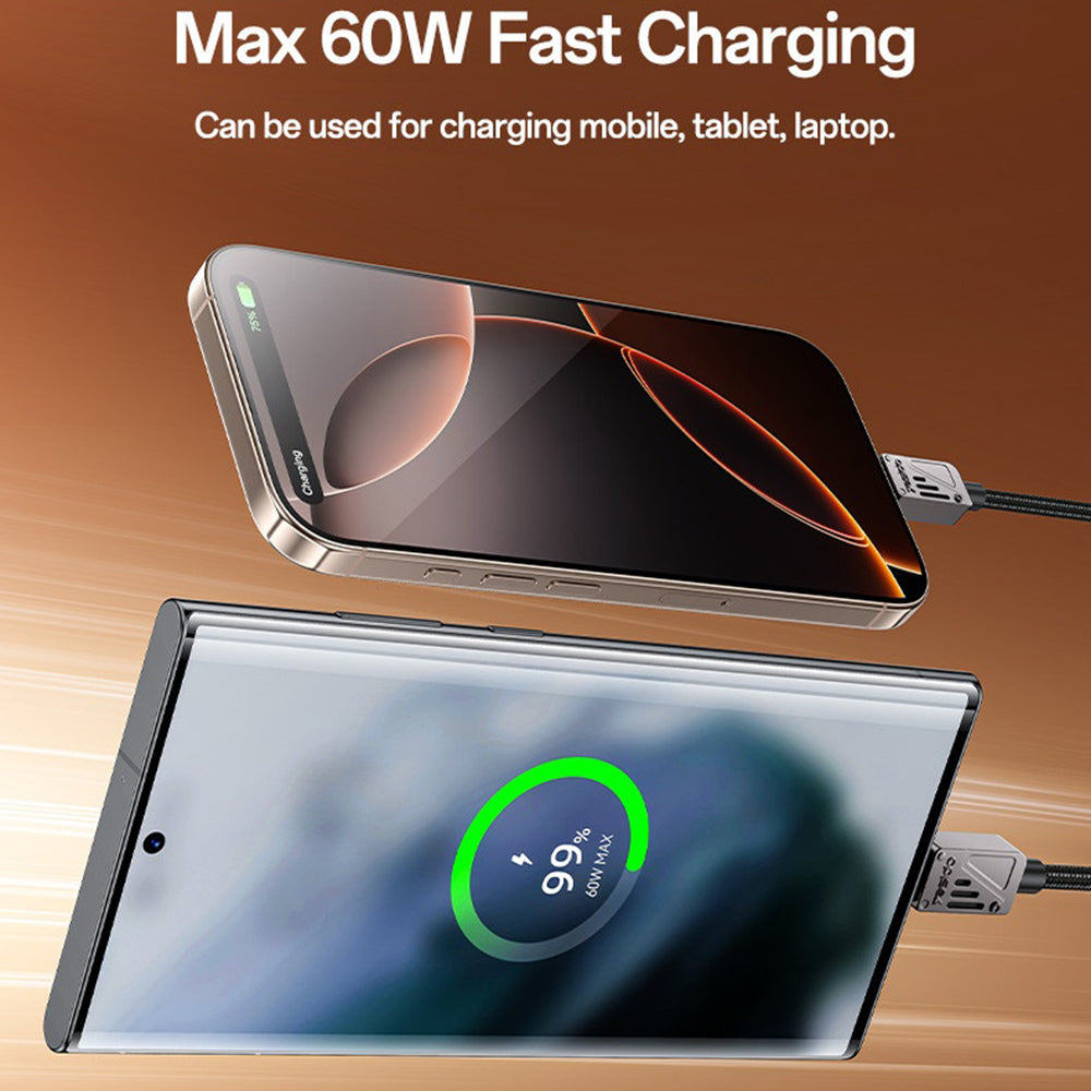 Datový a nabíjecí kabel USB-C - USB-C Yesido CA196, 60W, 1.2m, černý