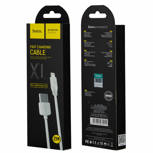 Kabel pro data a nabíjení USB-A - Lightning HOCO Rapid X1, 18W, 2m, bílý