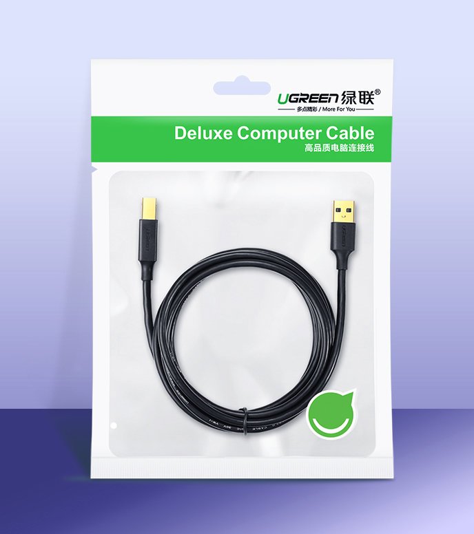 Tiskárenský kabel UGREEN US135, USB-A - USB-B, 1.5m, černý