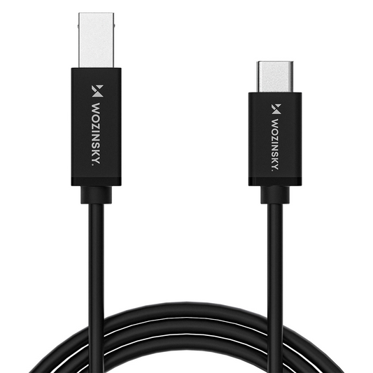 Tiskový kabel WZK WKDDY2S, USB-C - USB-B, 2m, černý