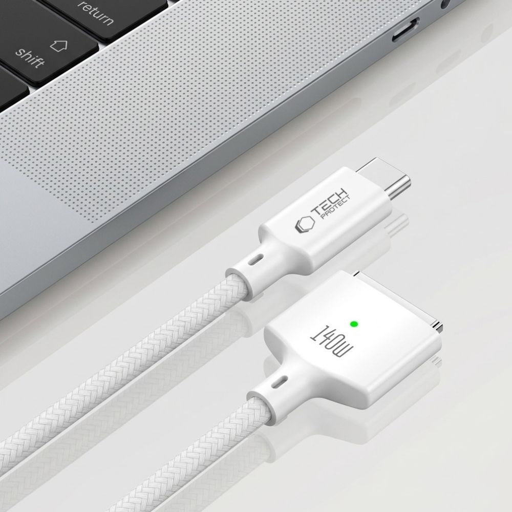 Nabíjecí kabel Tech-Protect MMC01 Ultraboost, USB-C - MagSafe 3, 140W, 2m, bílý