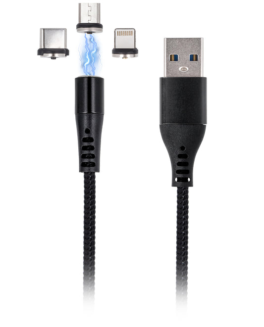 Datový a nabíjecí kabel USB-A - Lightning / microUSB / USB-C MaXlife MXUC-02-2 3v1, 18W, 1m, černý