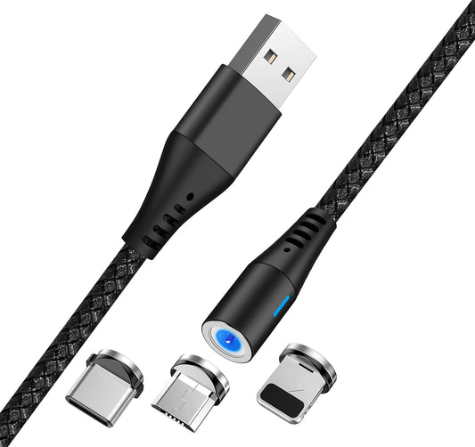 USB-A nabíjecí kabel - Lightning / microUSB / USB-C MaXlife MXUC-02 Magnetic 3v1, 18W, 1m, černý