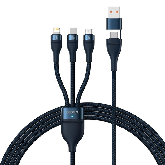 Nabíjecí kabel USB-C / USB-A - Lightning / microUSB / USB-C Baseus Flash Series II, 100W, 1,2 m, tmavě modrý CASS030103