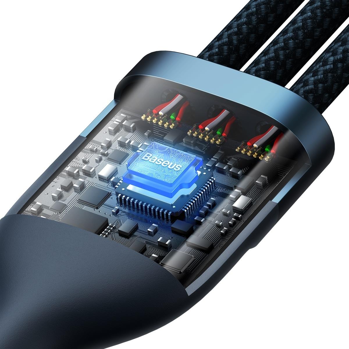 Nabíjecí kabel USB-C / USB-A - Lightning / microUSB / USB-C Baseus Flash Series II, 100W, 1,2 m, tmavě modrý CASS030103