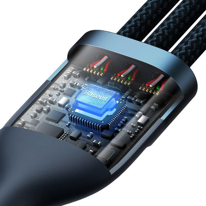 Nabíjecí kabel USB-C / USB-A - Lightning / microUSB / USB-C Baseus Flash Series II, 100W, 1,2 m, tmavě modrý CASS030103